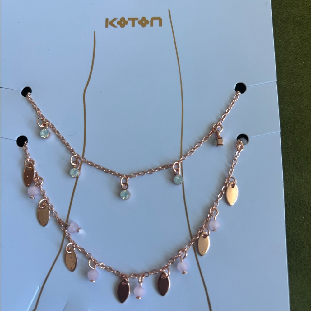 Local European Rose Gold Charm anklet Set
